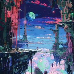 Obraz premium Urban canvas: vibrant graffiti art transforms weathered city wall into contemporary masterpiece