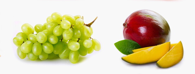  fresh fruits isolated sweet white background