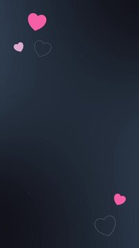Animated pink hearts on dark gradient backround for social media instagram reel story and youtube shorts