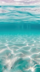 Fototapeta premium Aquamarine sea waves flowing gently over sandy bottom.