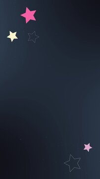 Animated pink and yellow stars on dark gradient backround for social media instagram reel story and youtube shorts
