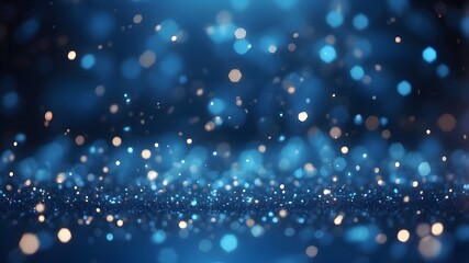 backdrop of abstract bokeh particles in blue light
