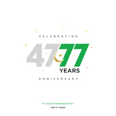 14 August 77 years Anniversary of Pakistan Independence day Vector