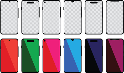 Realistic mobile phones mockup with transparent screen.eps10