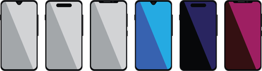 Realistic mobile phones mockup with transparent screen.eps10