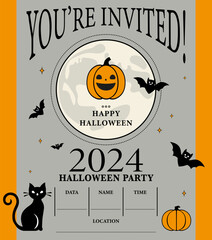 Halloween Party - concept of invitation. Vector