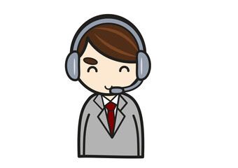 笑顔の男性コールセンタースタッフ