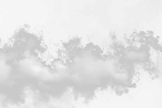 White smoke on transparent background, Fog, smoke, white smog clouds on floor, morning mist over the ground or water surface perspective view