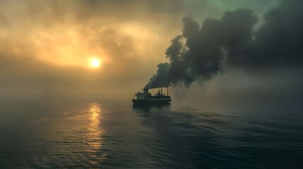 Fototapeta premium Air pollution caused by ship emissions.