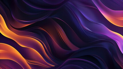 Obraz premium Abstract orange and purple waves intertwining on a dark background form an intriguing backdrop