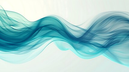Obraz premium Energy wave flowing from left to right in dark vibrant teal colors in front of light background. scientific, friendly, clean, without noise, clean