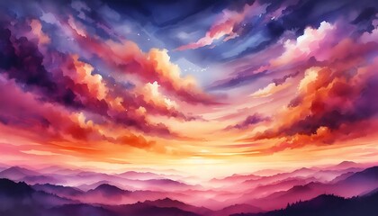 Obraz premium Dramatic Sunset with Colorful Clouds