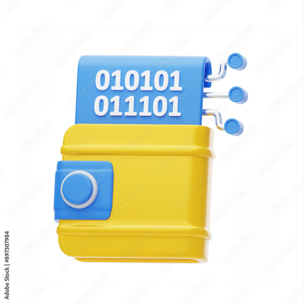 Poster 3d data security wallet encryption. 3d icon