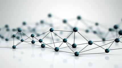 Abstract black dots and lines network on white background for technology communication