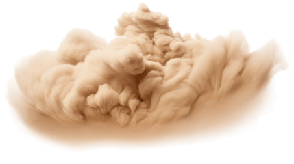 A burst of sand swirls and dances in a captivating display, creating an ethereal cloud against a stark white background