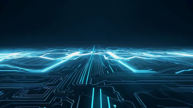 Abstract Futuristic Circuit Board Design with Glowing Connections
