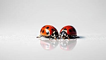 Fototapeta premium Two ladybugs - coccinellidaes.