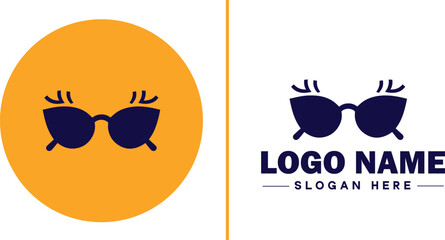 Eyewear brand icon Spectacle brand Eyeglass label Eyeglass maker flat logo sign symbol editable vector