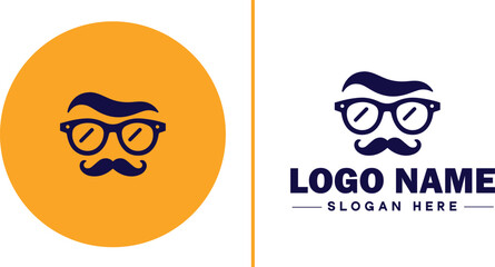 Eyewear brand icon Spectacle brand Eyeglass label Eyeglass maker flat logo sign symbol editable vector