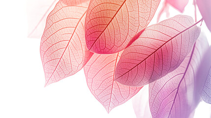 A close-up of a leaf with pink and purple colors