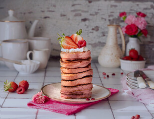 Pink Heart Pancakes