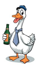 Obraz premium goose and beer cartoon