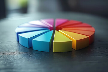Obraz premium An animation of a rotating pie chart with segments labeled for different crops and their respective percentages,