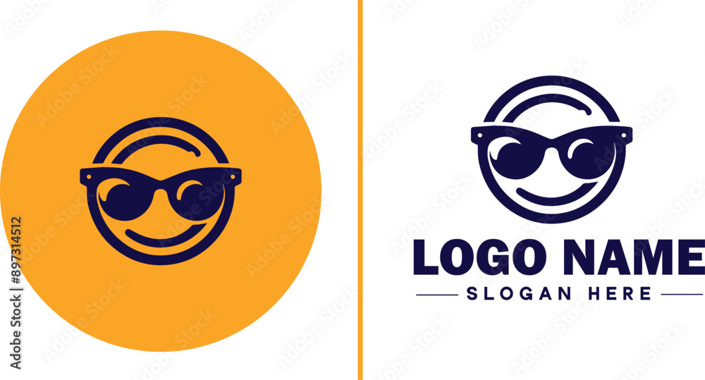 Wall mural eyewear brand icon spectacle brand eyeglass label eyeglass maker flat logo sign symbol editable vect