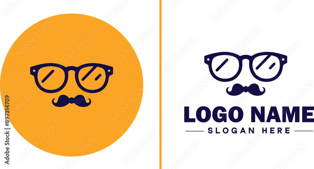 Wall mural Eyewear brand icon Spectacle brand Eyeglass label Eyeglass maker flat logo sign symbol editable vector