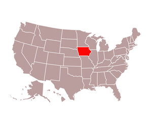 iowa state map on USA map