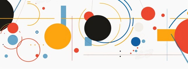 Obraz premium Abstract vector design with geometric circles and lines on a white background in a minimalist style.