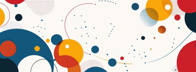 Abstract vector design with geometric circles and lines on a white background in a minimalist style.