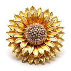 Luxurious sunflower brooch adorned with pearls