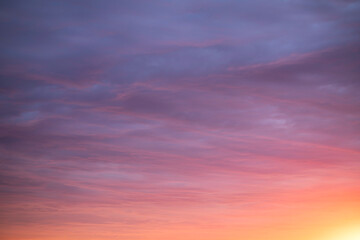 Sunrise sky above a city. Incredible natural colors. Red, orange, purple, dark blue. Heaven.