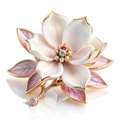 Brooch with pearls and enamel, embodying the beauty of a flower