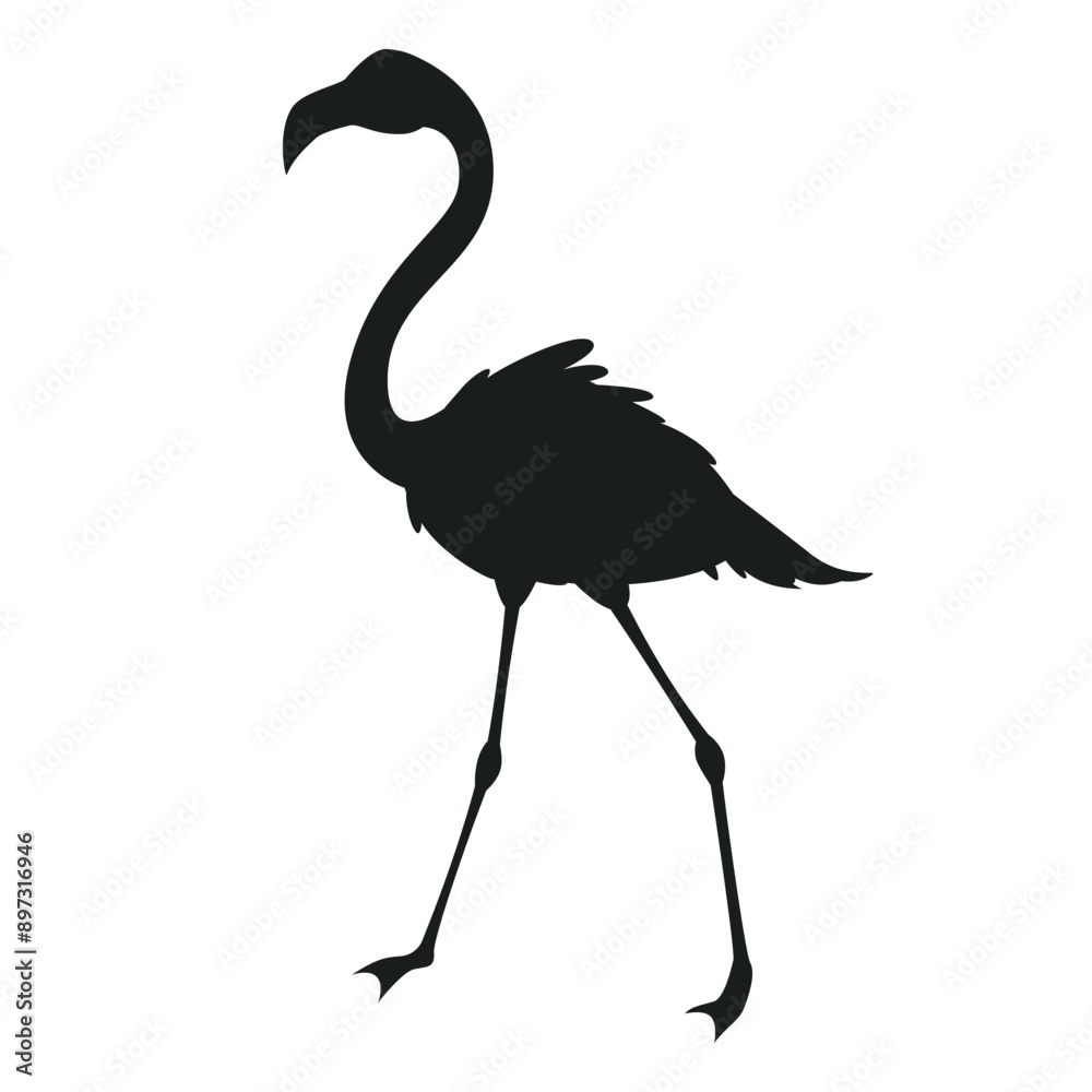 Canvas Prints black crane silhouette. flamingo silhouette