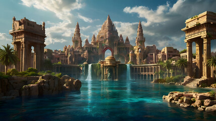 Fototapeta premium lost city atlantis , ai generated