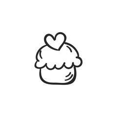 Love doodle elements. Collection of cute hand drawn icons with heart, letter, bird, cake, gift, potion, phone. Vector illustration. Design for prints, cards and coloring pages. Valentine's day theme 