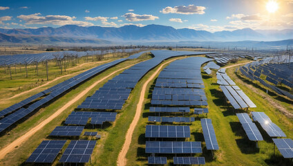 solar pannels wind power plant outside
