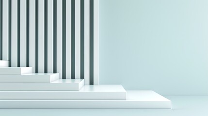 Obraz premium A wall made up of many rectangular white shapes of various sizes arranged in a vertical pattern