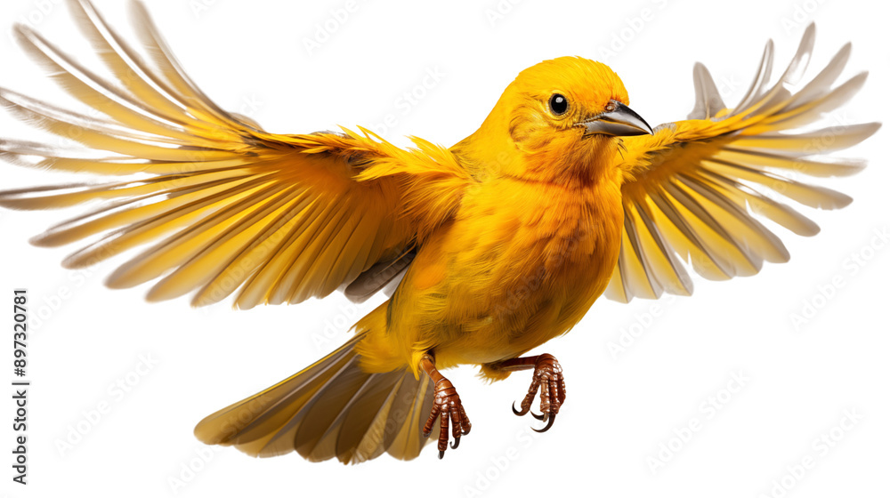 Wall mural a yellow bird flying transparent background.