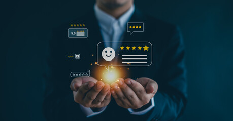 Customer review satisfaction feedback survey concept,  Customer can evaluate quality of service...