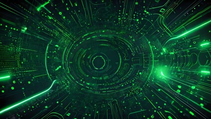 Glowing green digital abstract background with intricate lines and dots, futuristicGlowing green digital abstract background with intricate lines and dots, futuristic technology, IT companies, softwar
