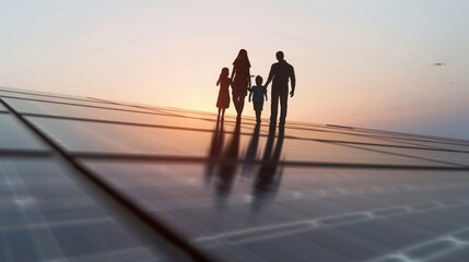 collection of solar panel portraits with family silhouettes