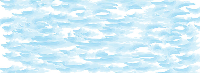 Watercolor vector illustration of blue sky and clouds. Blue sky and clouds seamless vector background.
