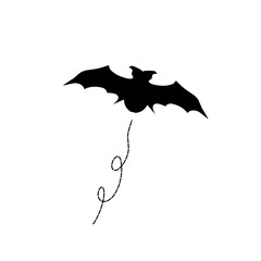 Black silhouettes of halloween bats set on white background