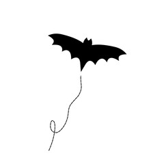 Black silhouettes of halloween bats set on white background