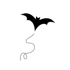 Black silhouettes of halloween bats set on white background