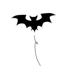 Black silhouettes of halloween bats set on white background