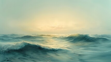 Serene Ocean Waves at Sunset: A Tranquil Seascape